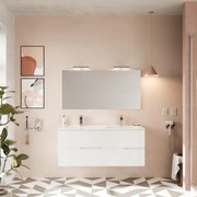 Mobile bagno sospeso con lavabo e specchio, top incluso L 121 x H 51 x P 46 cm bianco in mdf 4 cassetti per doppia vasca EVA
