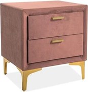 Comodino imbottito Monako in velluto rosa - L36 x L53 x H56 cm