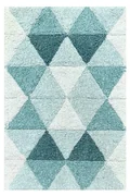 Tappeto Bagno Moderno "Triangoli" in Cotone Azzurro con Effetto Scolpito e Antiscivolo