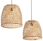 Lampadario Naturale Bambù 42 x 42 x 42 cm (2 Unità)