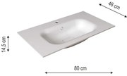 Lavabo integrale a incasso rettangolare L 80.5 x H 15 x P 46 cm in resina bianco opaco