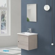 Mobile Bagno Sospeso " Si50" Da 50 Cm Composto Da Un'Anta Finitura Rovere Chiaro