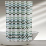 Tenda doccia 120x200cm in acrilico dal motivo a scacchi munita di ganci