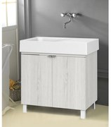 Mobile lavanderia con lavabo incluso Exe in abs olmo perla P 50 x L 80 x H 65 cm