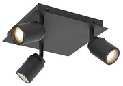 Faretto moderno quadrato nero 3 luci IP44 - Ducha