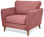 Poltrona in velluto a coste rosa Paris - Scandic