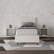 Letto singolo contenitore imbottito 80x200 similpelle bianco Adele