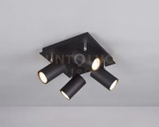 Marley plafoniera 4 spots attacco gu10 cilindri metallo nero l. 24x...