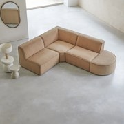 Tikamoon - Divano angolare modulabile Dario 4-5 posti in tessuto cammello