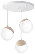 Lampadario a sospensione con filo SFERA WOOD 3xE14/40W/230V bianco