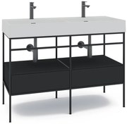 Mobile bagno da terra con lavabo L 120 x H 89 x P 45.5 cm nero 2 cassetti per doppia vasca Outline