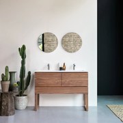 Tikamoon - Mobili da bagno in legno di noce massello e terrazzo premium Moon 120 Edgar