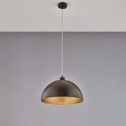 Bonetti Illumina Sospensione in diametro 35 in ferro laccato nero con decorazione esterna effetto ruggine e decorazione interna oro antico 1 luce