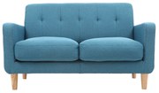 Divano design scandinavo a 2 posti tessuto blu anatra LUNA