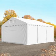 TOOLPORT 5x6 m tenda capannone, altezza 2,6m, PVC 800, telaio perimetrale, bianco, con statica (sottofondo in cemento) - (57687)