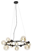 Lampadario Art Déco nero con vetro ambrato 12 luci - David