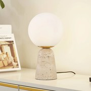 Lampada da tavolo Lindby Kirstan, beige, bianco, vetro, pietra, 33 cm