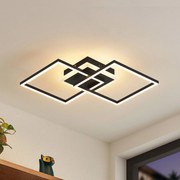 Plafoniera a LED Fjardo Lindby, dimmerabile, Nero, Soggiorno / Sala da pranzo, Alluminio, Moderno, Plafoniera LED