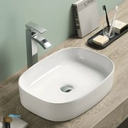 Lavabo D'Appoggio Rettangolare "Break The Rules" Da 51 Cm Ceramica In Finitura Bianco Lucido