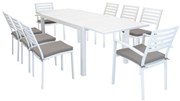 DEXTER - set tavolo in alluminio cm 160/240 x 90 x 75 h con 6 sedie e 2 poltrone Dexter
