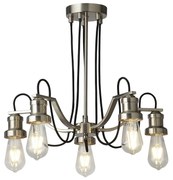 Lampadario Contemporaneo Olivia Acciaio Argento 5 Luci E27