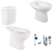 Coppia sanitari distanziato scarico a pavimento Lake WC: P 64.5 x L 36 x H 39.7 cm, bidet: P 52 x L 36 x H 39.5 cm