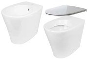 Coppia sanitari filomuro scarico a pavimento e a parete BARBY WC: P 52.5 x L 36 x H 42 cm, bidet: P 36 x L 53.5 x H 42 cm