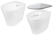 Coppia sanitari filomuro scarico a pavimento e a parete BARBY WC: P 52.5 x L 36 x H 42 cm, bidet: P 36 x L 53.5 x H 42 cm