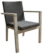 Sedia da giardino in teak con braccioli Quebec, seduta in rattan sintetico grigio L 64 x H 87.5 x P 51 cm