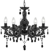 Lampadario Classico Marie Therese Vetro Nero Policarbonato 5 Luci E14