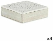 Scatola Decorativa Bianco Legno 22 x 7,5 x 22 cm (4 Unità)