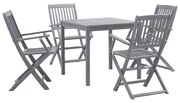 Set Da Pranzo Per Giardino 5 Pz Legno Massello Di Acacia Grigio /