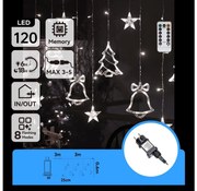 Aigostar - Catena luminosa LED natalizia per esterni 120xLED/6W/230V/8 funzioni 3x0,6m IP44 bianco freddo + telecomando