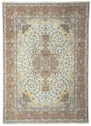 Tabriz Tappeto 410x290 Beige (Iran) Annodato A Mano