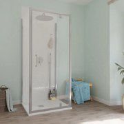 Box doccia con ingresso frontale Bilbao L 70 x H 190 cm vetro senza finitura / trasparente profilo grigio cromato