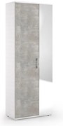 Scarpiera con specchio 2 ante L 73 x H 195 x P 35 cm 26 paia, bianco e grigio