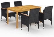 Set mobili da pranzo per giardino 5 pz nero