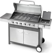 Barbecue a Gas GPL 6 Fuochi + 1 Fornello Laterale Ompagrill Indianapolis 7/B in Acciaio Inox...