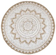 Tappeto İn Juta Intrecciata Con Stampa 240 Cm Rotondo /
