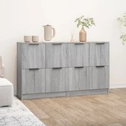 Credenze 2 pz grigio sonoma 60x30x70 cm in legno multistrato