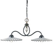 Lampadario Classico L'Aquila Metallo Ceramica Nero Sfumato Rame 31Cm 2 Luci E27