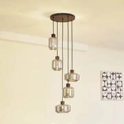 Lampada a sospensione Lindby Hildur, Ø 35 cm, grigio fumo, vetro, E27