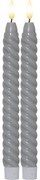 Set di 2 candele LED in cera grigia, altezza 25 cm Flamme Swirl Antique - Star Trading