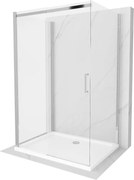 Mexen Omega-3S cabina doccia a 3 lati, scorrevole 100x80 cm, trasparente, cromo + piatto Flat - 825-100-080-01-00-3s-4010