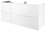 Mobile da bagno sotto lavabo SENSEA Neo bianco laccato lucido L 135 x H 64 x P 48 cm 4 cassetti, lavabo non incluso