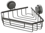 Mensola doccia portaoggetti angolare in acciaio nero opaco doppio fissaggio