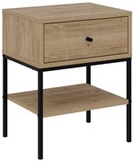 Comodino in rovere con ripiani in colore naturale Lisa - Marckeric