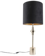 Lampada da tavolo Art Déco dorata con paralume in velluto nero 40 cm - Diverso