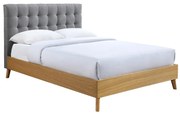 Letto matrimoniale scandinavo legno e tessuto grigio 140 x 200cm LYNN