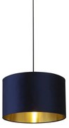 Paralume in velluto blu navy con interno dorato, diametro 40 cm